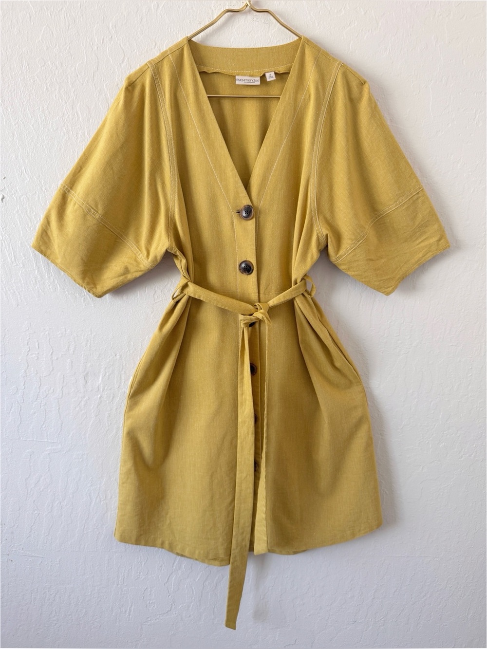 Eva Mendes Collection Ny&c  Christie Linen mustard Shirtdress medium